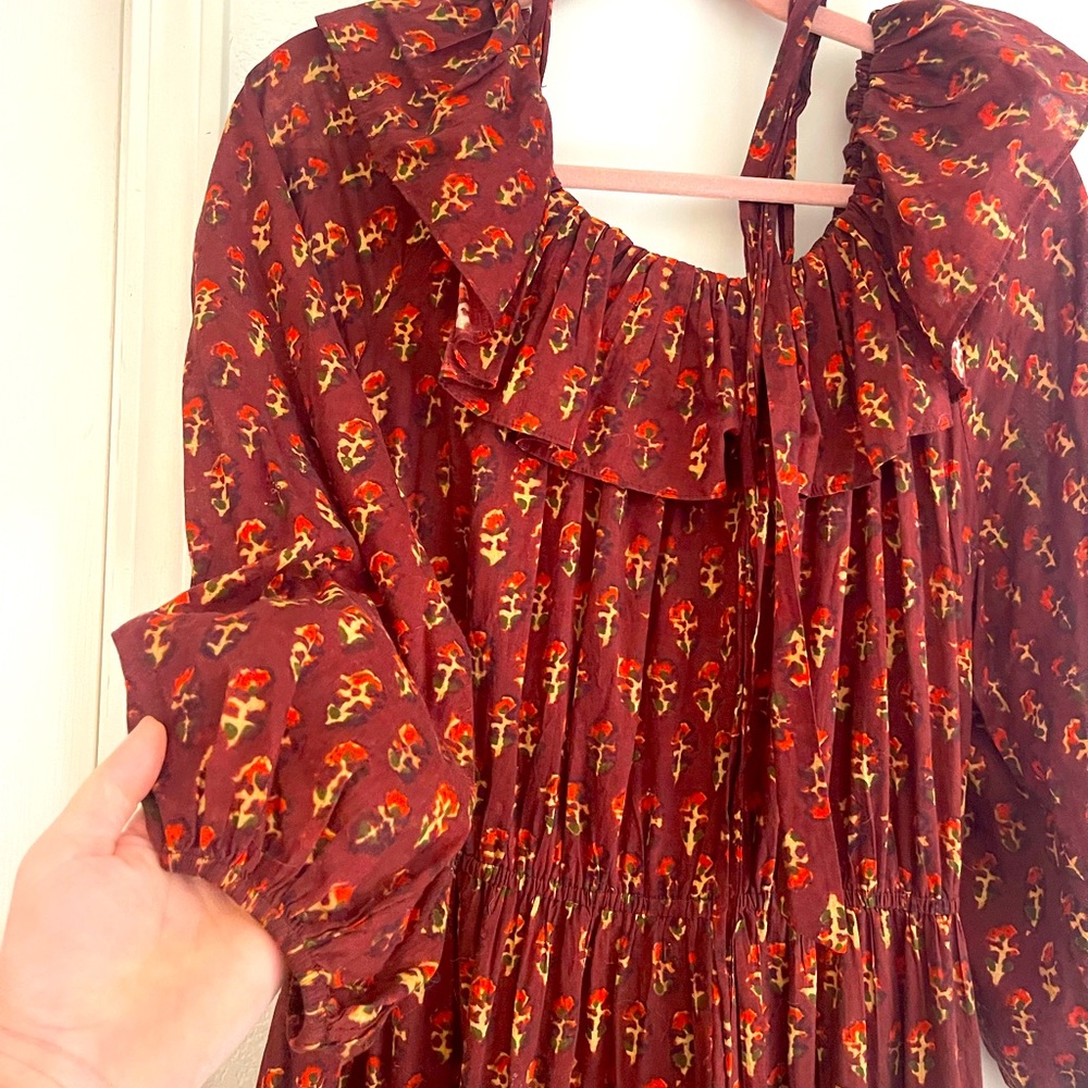 Maroon Doen long sleeve maxi dress